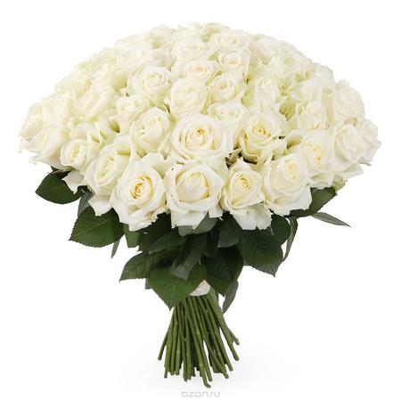 Букет из 51 белой розы (50 см) "Первая любовь"
